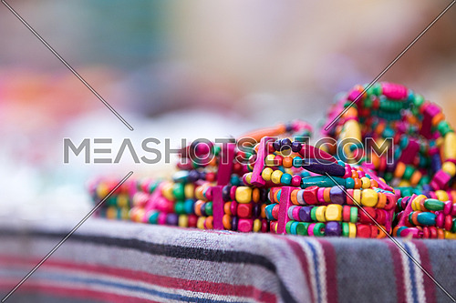 colourful Nubian bracelet on a table in the market