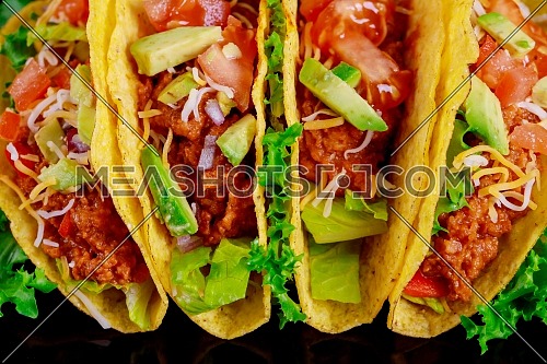 Vegetarian delicious tortilla tacos with grilled vegetables