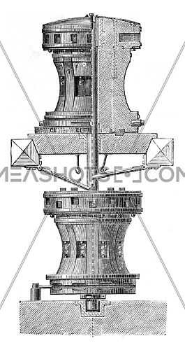 Capstan, vintage engraved illustration. Industrial encyclopedia E.-O. Lami - 1875.