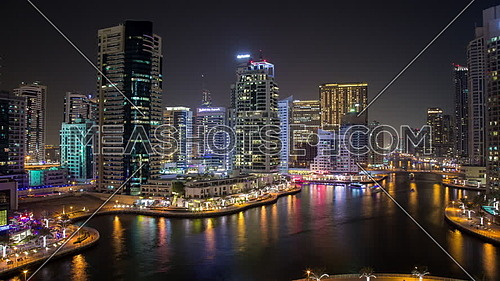 Long shot Timelapse for Marina at Dubai City at Night
