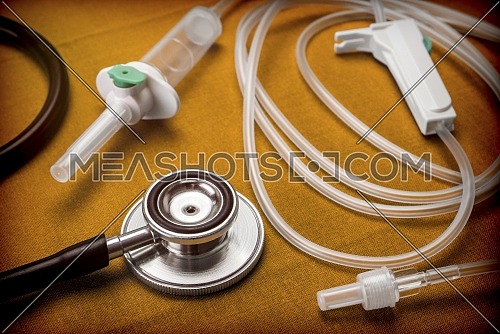 Drip irrigation equipment for injecting together with a stethoscope, conceptual image