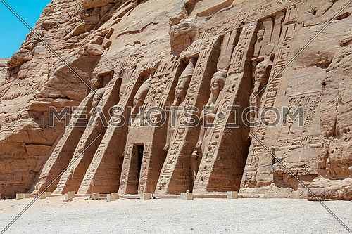 Long shot for Abu Simbel Temple in Aswan in Egypt at Day