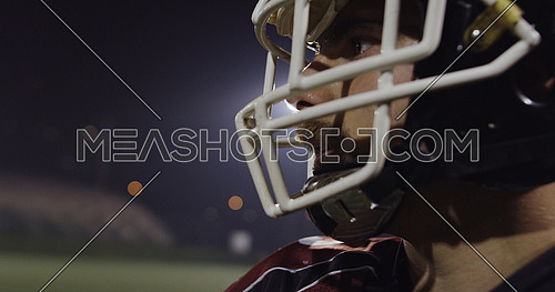 Closeup Portrait Of Young Male American Football Player