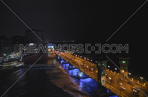 Fixed panorama shot for Stanly Bridge at Alexandria from Day to Night