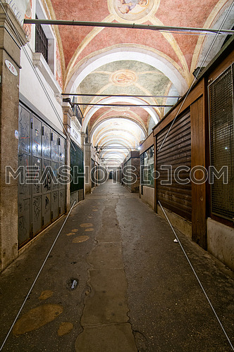 Venice Italy Rialto arch ceiling fresco dettails