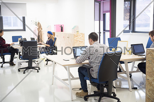 startup business people group working everyday job  at modern office
