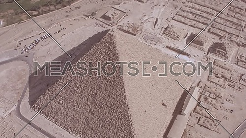 Lift off Top  Shot Drone for The Great Pyramids of Kufu in Giza at day