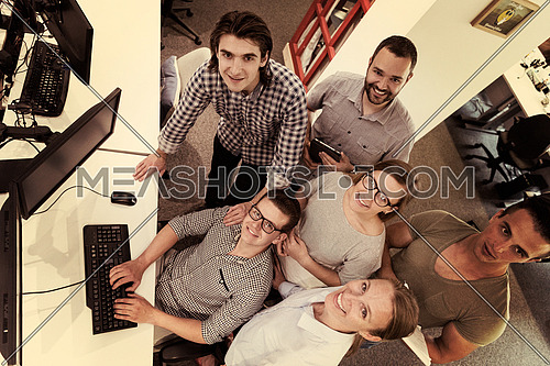 startup business people group working as team to find  solution