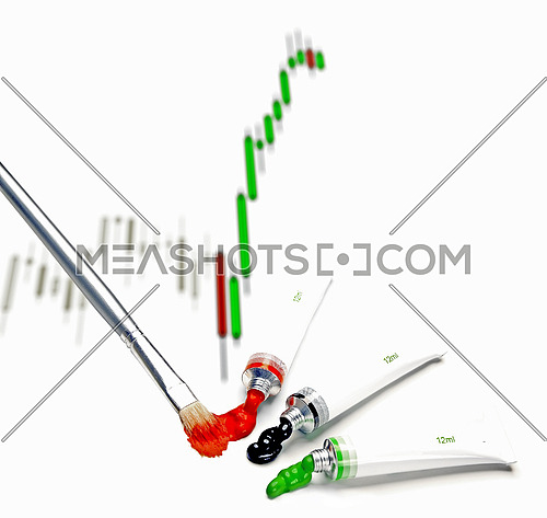 japanese candlestick chart painted on white background