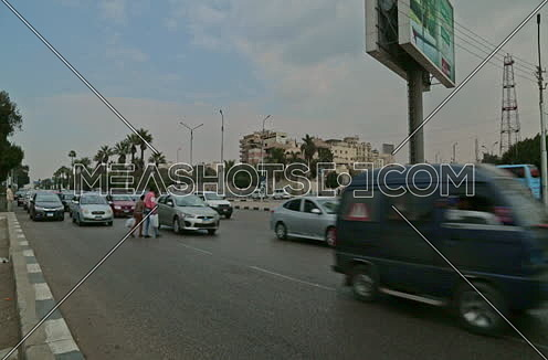 Fixed Shot for traffic at Salah Salim Street at Daytime