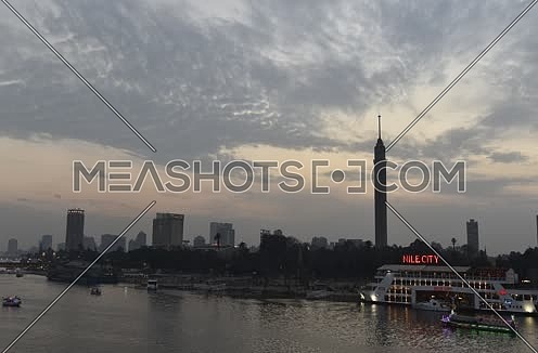 Time-lapse photography of the Cairo Tower and the River Nile in Cairo
