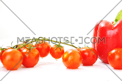 red tomato and paprika vegetable isolated on white background