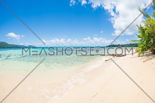 Beautiful tropical white sandy beach in Rincon, sunny day in Samana peninsula,Dominican Republic