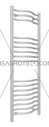 Standing shining chrome towel holder rack and rails, isolated against a white background
