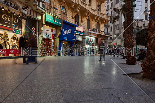 Side Shot for People Walking at Talat Harb Square at Cairo at Day