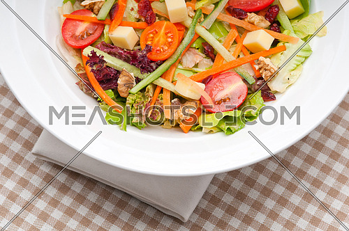 Fresh mixed colorful healthy salad closeup vegetarian food