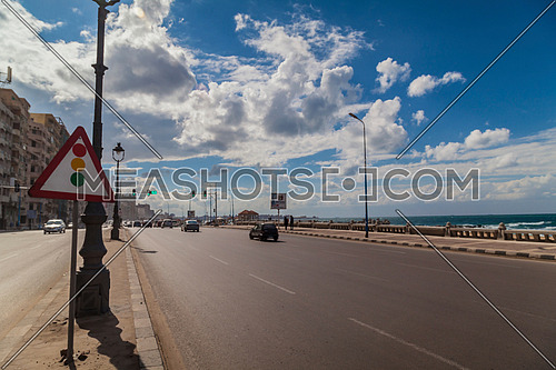 Long shot for traffic at seaside at Alexandria at Day