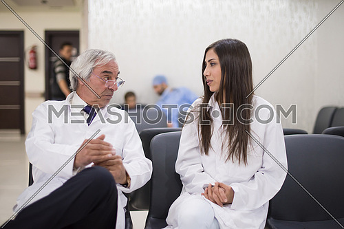 medical staff in meeting together in hospital