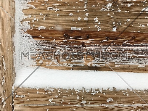 old wood wall covered with snow  vintage retro  natural outdoor  background