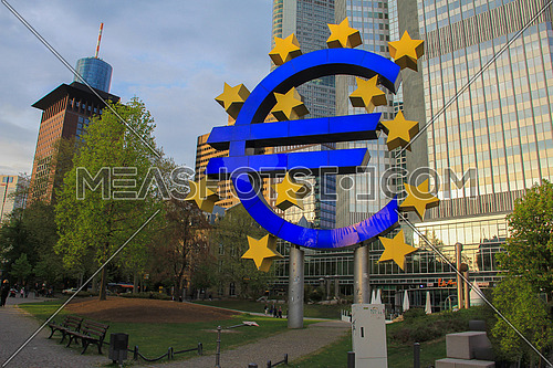 Euro sign in urban Frankfurt Germany