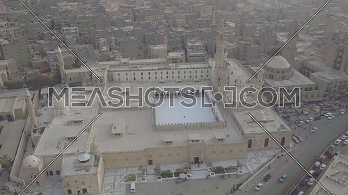 Fly out Shot for Al-Azhar Mosque reveals Cairo City by day
