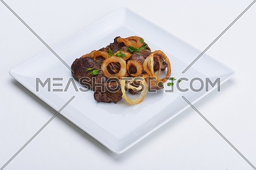 grilled fresh meat and vegetables organic healthy food isolated on white background