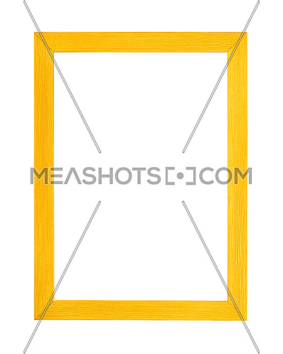 Modern vivid yellow color painted rectangular vertical frame for picture or photo, isolated on white background