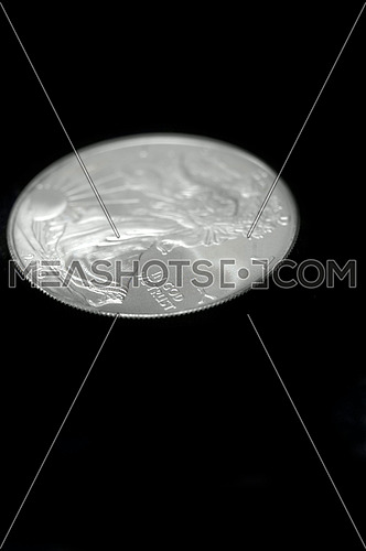 American silver eagle dollar coin over black