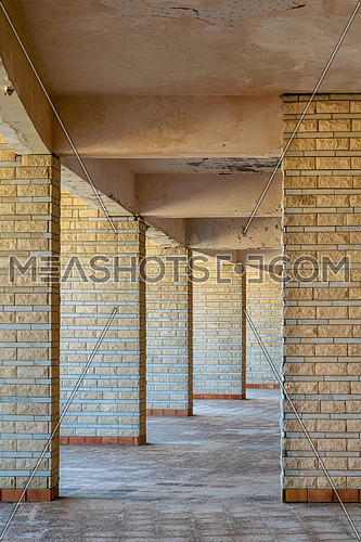 Background of row of sequential stone brick walls