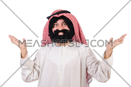 Funny arab man isolated on white