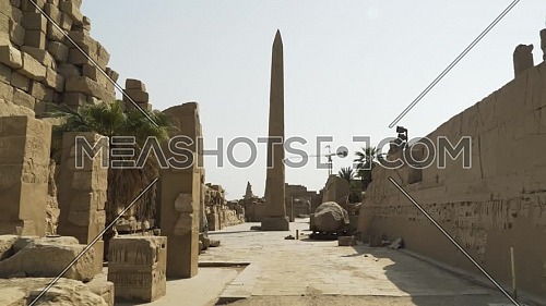 Track in shot Temple of Karnak obelisk in Luxor -  Egypt by day