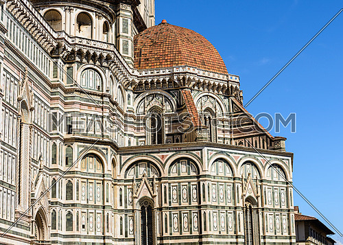 In the photo the dome of Florence Cathedral close up.