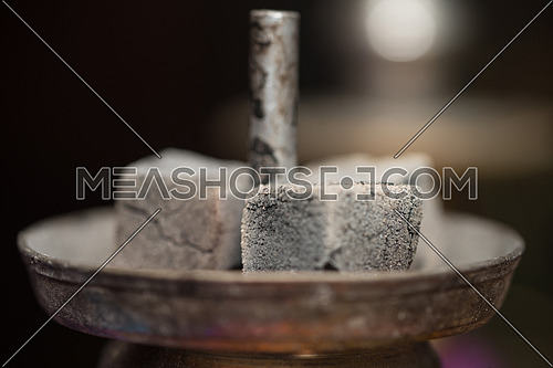 Preparation The Hookah With Charcoal For Smoking The Traditional Hubble-Bubble