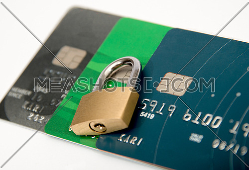 credit cards and lock security concept