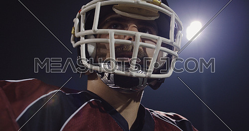 Closeup Portrait Of Young Male American Football Player