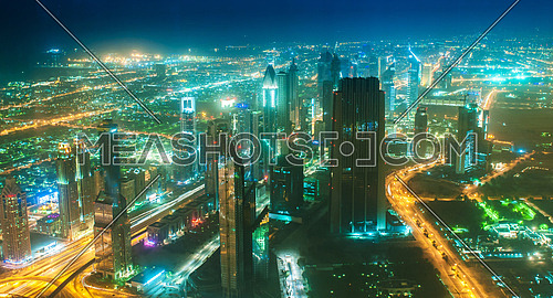 Dubai building at night illumination