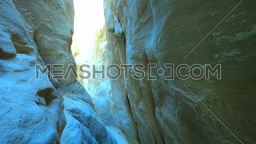 Follow shot explore inside White Canyon in Sinai at day
