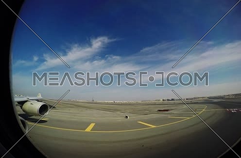 Etihad airways airplane during taxi passenger view