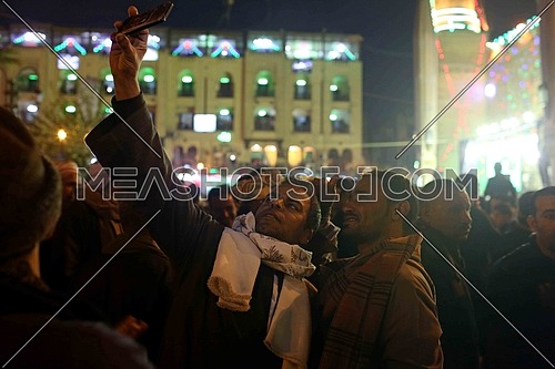 People celebrate during an annual Al-Husayn Mawlid (festival) in Cairo, Egypt, 16 January 2018. Mawlid, meaning birthday in Arabic