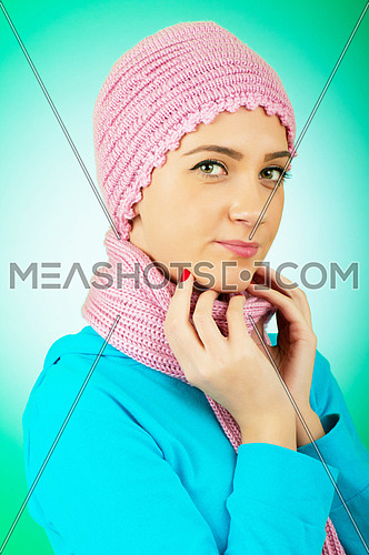 Nice looking woman in the warm clothing