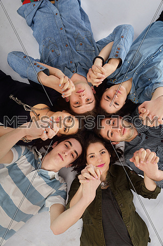 happy teens people group isolated on white background