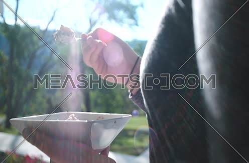 Woman Eating Breakfast Cereals In The Morning in modern house
