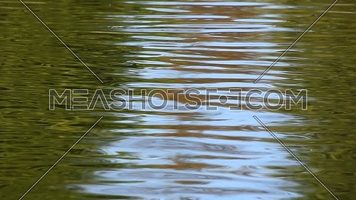 Colorful yellow and blue ripples and waves fast running on water surface, moving flow background, Full HD 1080