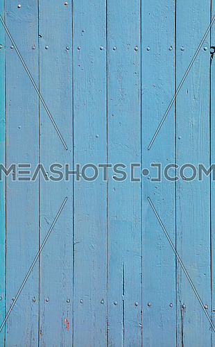 Close up background texture of blue vintage painted wooden planks, rustic style wall panel
