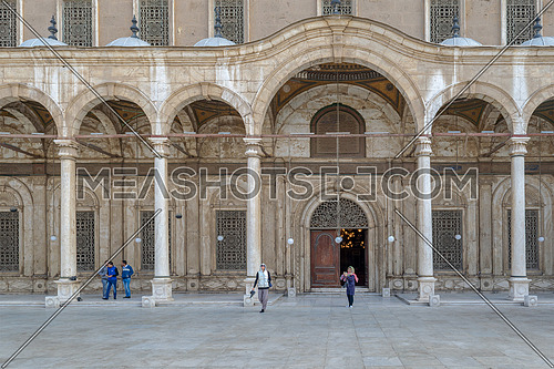 Cairo, Egypt - January 3 2016: Courtyard of the great Mosque of Muhammad Ali Pasha (Alabaster Mosque), Citadel of Cairo, commissioned by Muhammad Ali Pasha