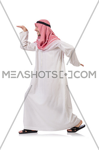 Dancing arab man isolated on white