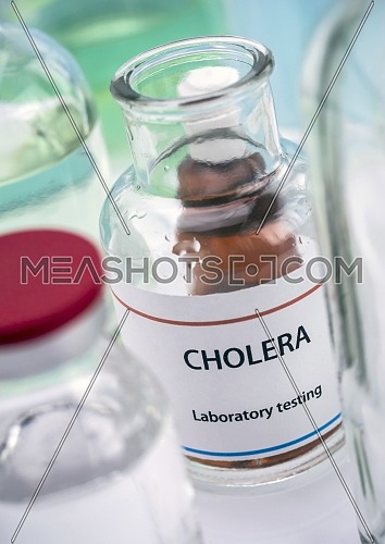 Test cholera in laboratory, conceptual image, composition horizontal