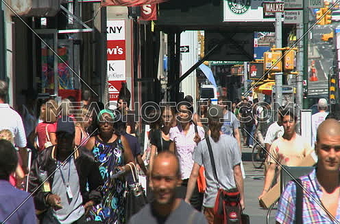 people walking in the new york downtown