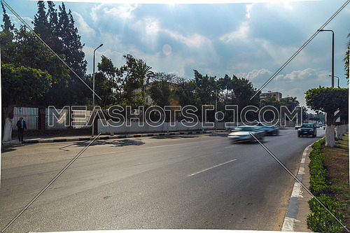 Long Shot for traffic at Salah Salim Street at Daytime