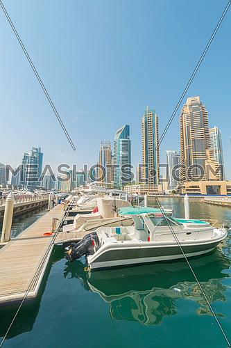 Dubai - AUGUST 9, 2014: Dubai Marina district on August 9 in UAE. Dubai is fastly developing city in Middle East
